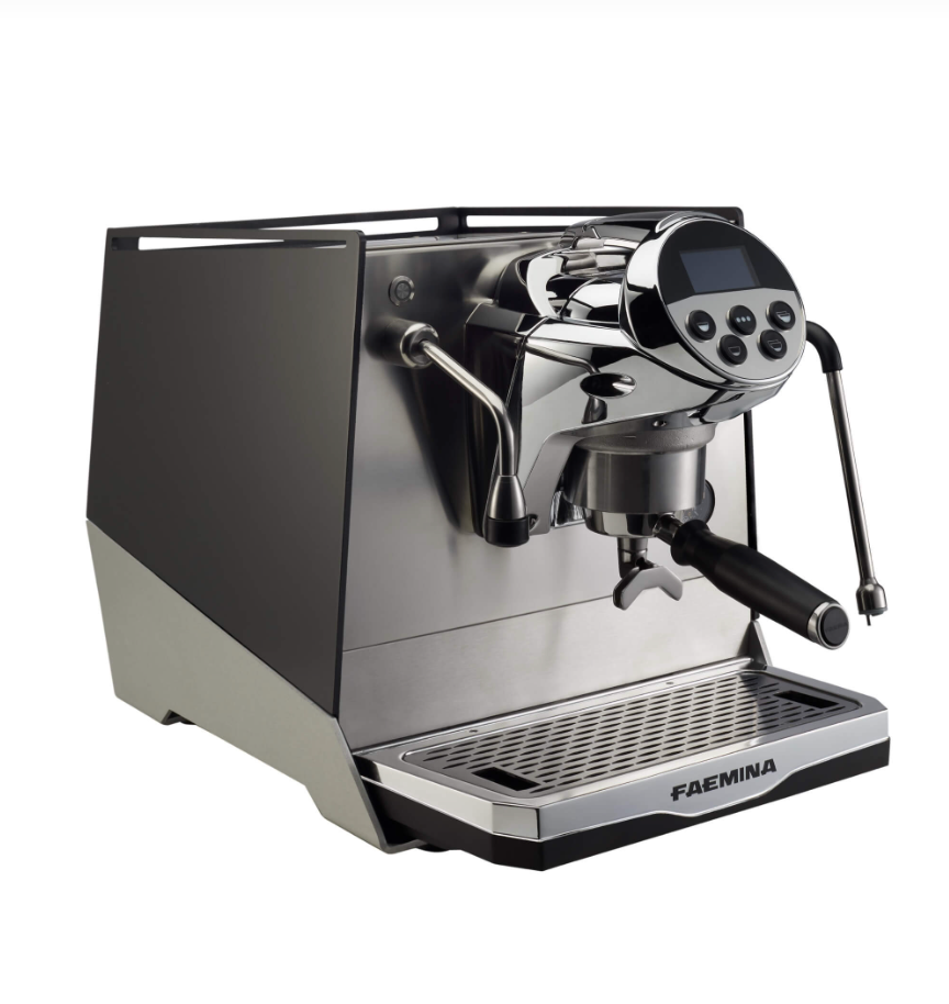 "Faemina espresso machine with black side panel - luxury home coffee maker" - 
Faemina Espresso Machine with Black Panel – Elegant & Professional Design - 
The Faemina espresso machine in black offers a sleek, professional finish and top-tier coffee performance for your home.