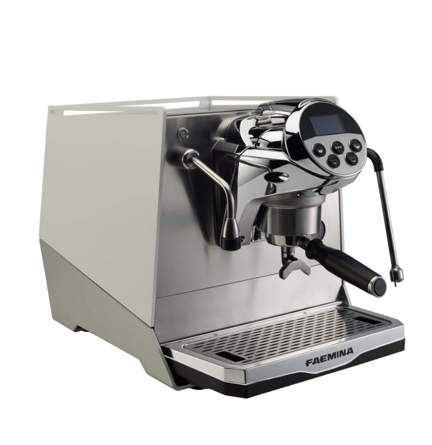 Faemina Espresso Machine in White – Elegant Home Coffee Maker - Faemina Espresso Machine – White | My Artisan Kitchen - Minimalist design meets professional performance. The Faemina espresso machine in white fits perfectly into any modern kitchen.