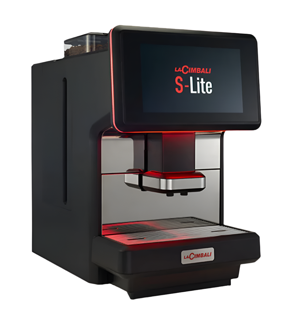 La Cimbali S-Lite automatic espresso machine 2-liter front angled view with touchscreen - La Cimbali S-Lite Espresso Machine – Compact 2L for Home & Office - Effortless elegance and professional-grade coffee – the S-Lite 2L is your go-to espresso machine for home or office.