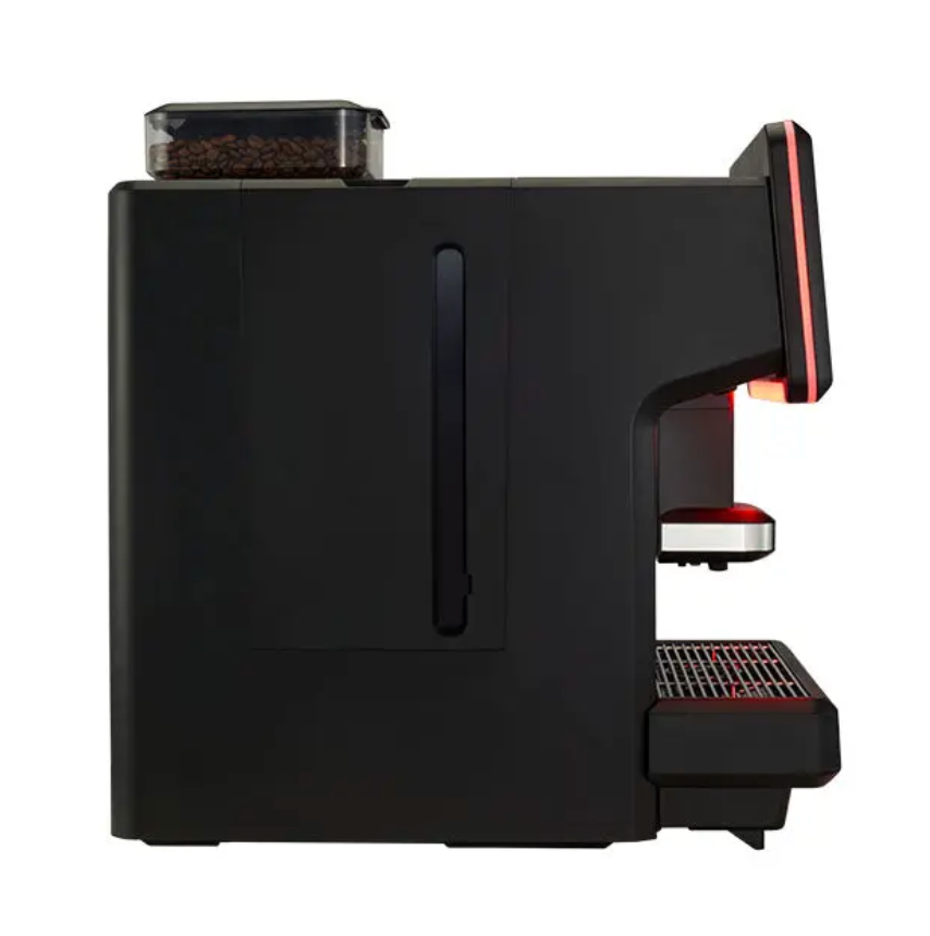 Side profile of La Cimbali S-Lite automatic espresso machine 8-liter model with bean hopper - La Cimbali S-Lite Espresso Machine – High Capacity 8L Model - Power meets design – the S-Lite 8L is built for demanding coffee lovers in busy homes or offices.