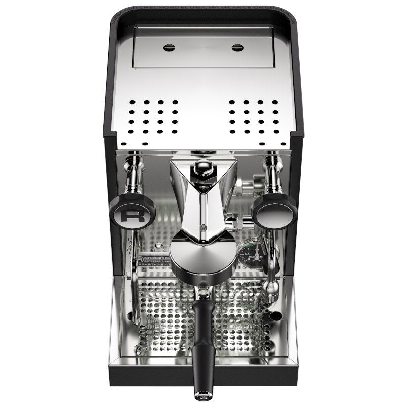 Top view of Rocket Appartamento TCA espresso machine with cup warming tray - Rocket Appartamento TCA – Top View Compact Espresso Machine - Sleek top design with cup warmer – the Rocket Appartamento TCA is compact perfection.